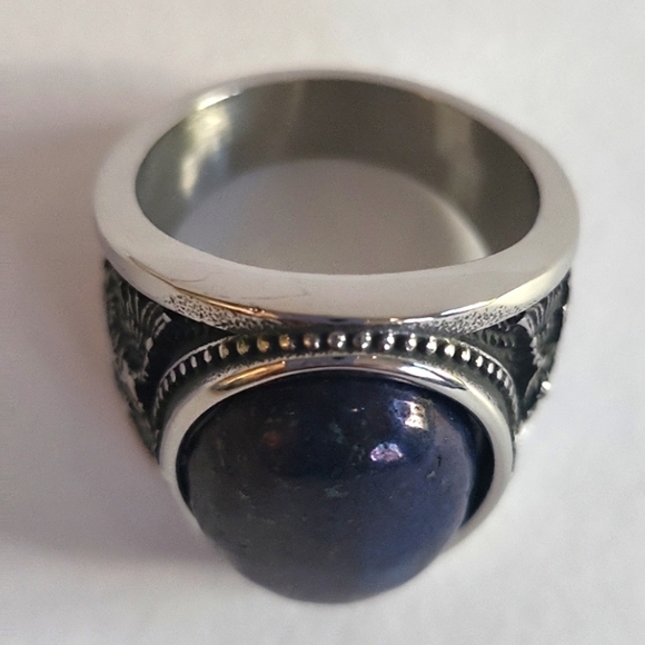 1609- Lapis Lazuli Natural Gemstone Handmade Men's Ring Size 11 1/2 NWT - Picture 5 of 8
